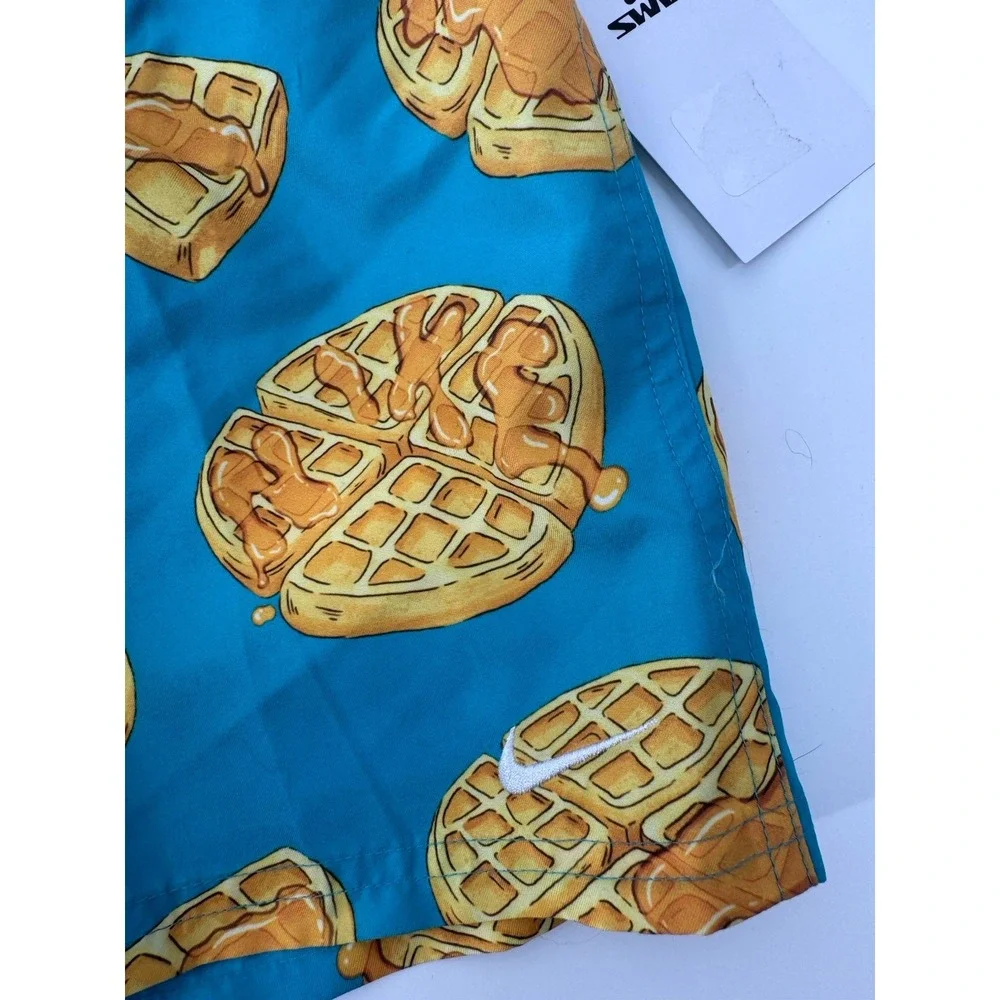 Nike Boys Teal Waffle Syrup Print Swim Trunks Board Shorts NESSF864-463 Size 4